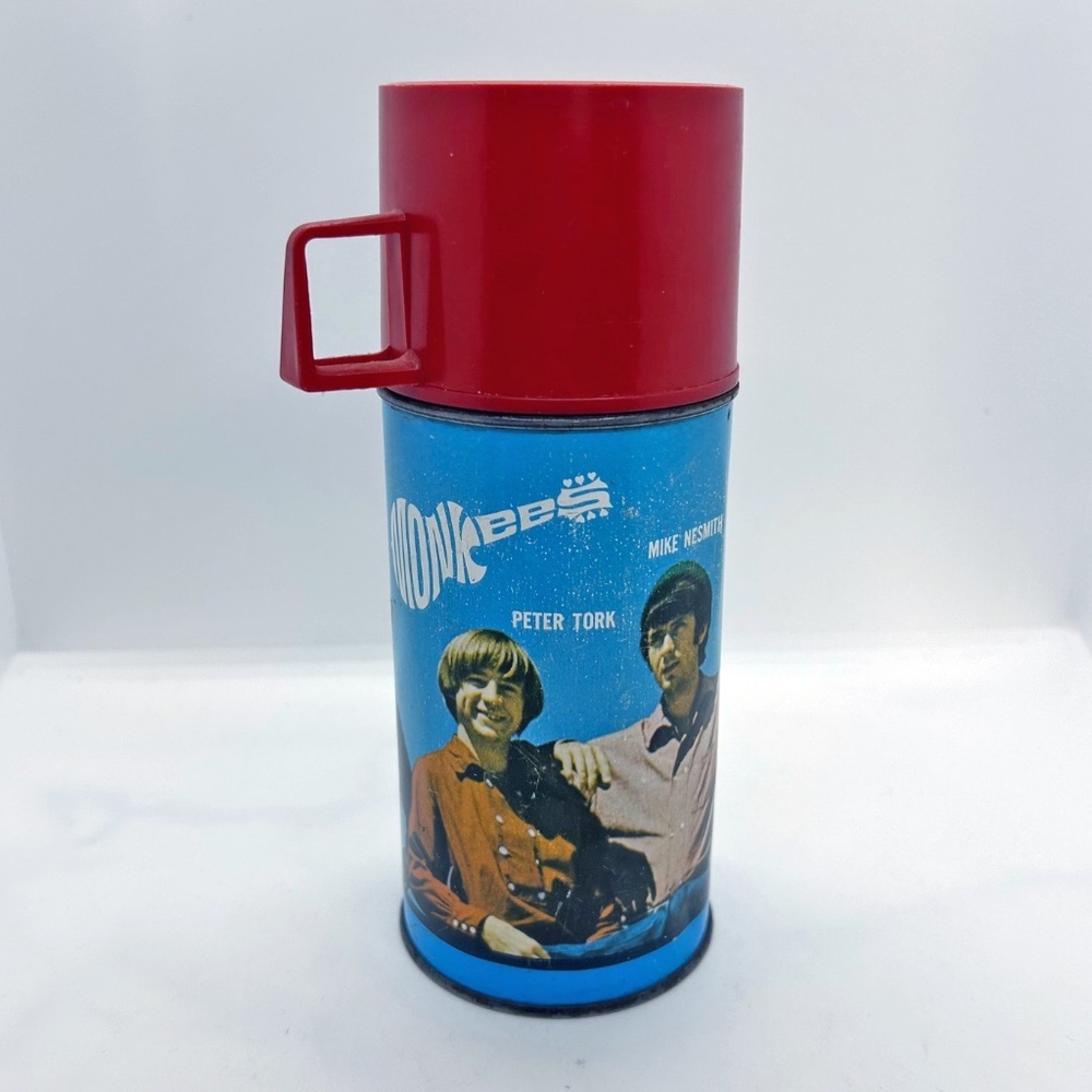 Vintage 1967 Monkees Thermos with red lid